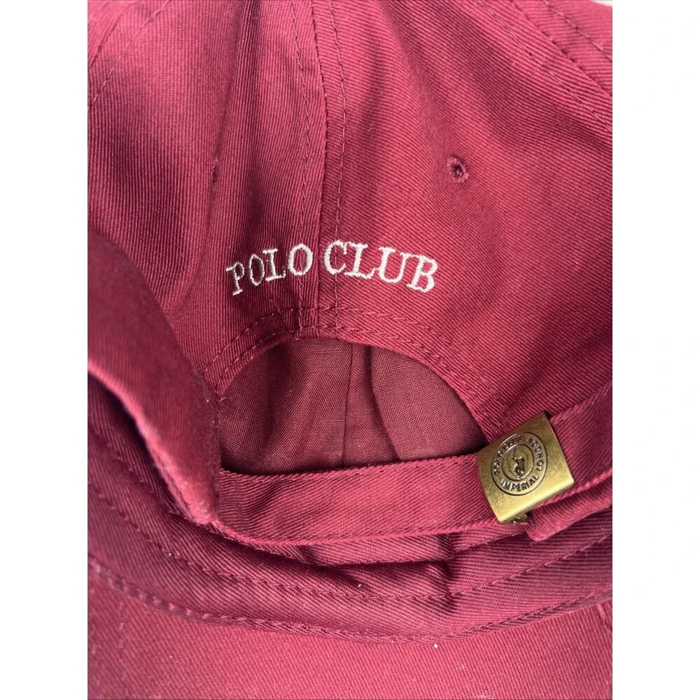 POLO CLUB IMPERIAL LONDON Preppy Hat Adjustable Strap Burgundy